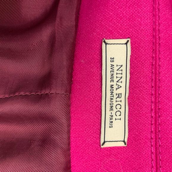NINA RICCI Size 6 Pink Wool Solid Zip Up Coat - Picture 4 of 6